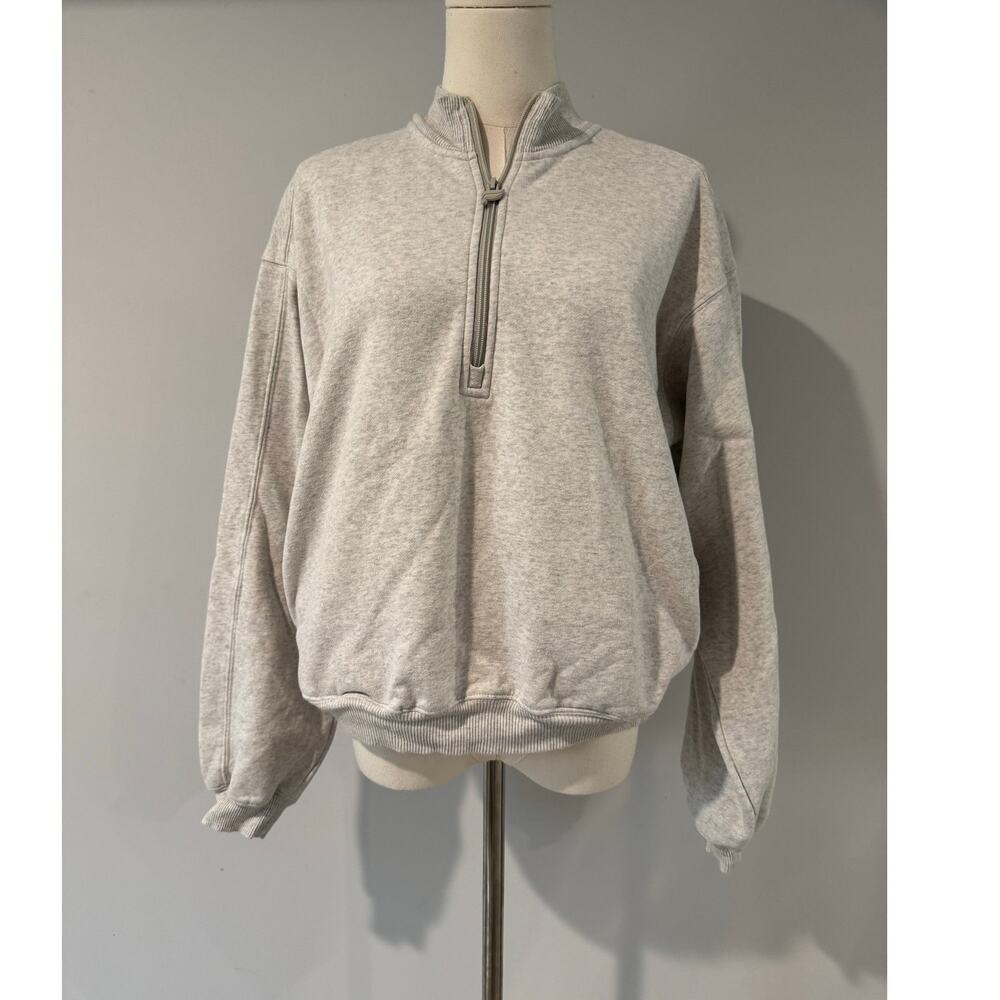 Fabletics Women’s Lightweight Go-To Half Zip Pullover Sweatshirt Gray Size Small